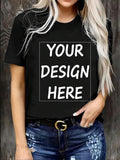 Women'WB shield Letter Print Round Neck Tee, Fashion Casual Crew Neck T-Shirt for Daily Holiday Vacation Outdoor Wear,...