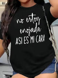 Women'WB shield Letter Print Round Neck Tee, Fashion Casual Crew Neck T-Shirt for Daily Holiday Vacation Outdoor Wear,...
