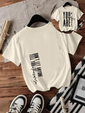 Women'WB shield Letter Print Round Neck Tee, Fashion Casual Crew Neck T-Shirt for Daily Holiday Vacation Outdoor Wear,...