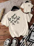 Women'WB shield Letter Print Round Neck Tee, Fashion Casual Crew Neck T-Shirt for Daily Holiday Vacation Outdoor Wear,...