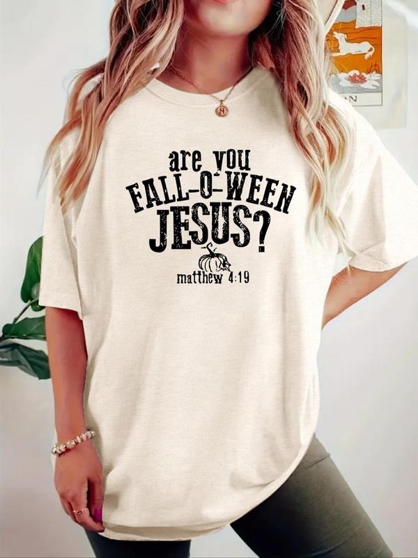 Women'WB shield Letter Print Round Neck Tee, Fashion Casual Crew Neck T-Shirt for Daily Holiday Vacation Outdoor Wear,...