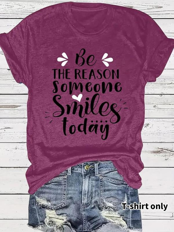 Women'WB shield Letter Print Round Neck Tee, Fashion Casual Crew Neck T-Shirt for Daily Holiday Vacation Outdoor Wear,...