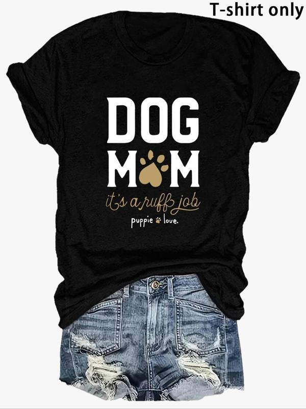 Women'WB shield Letter Print Round Neck Tee, Fashion Casual Crew Neck T-Shirt for Daily Holiday Vacation Outdoor Wear,...
