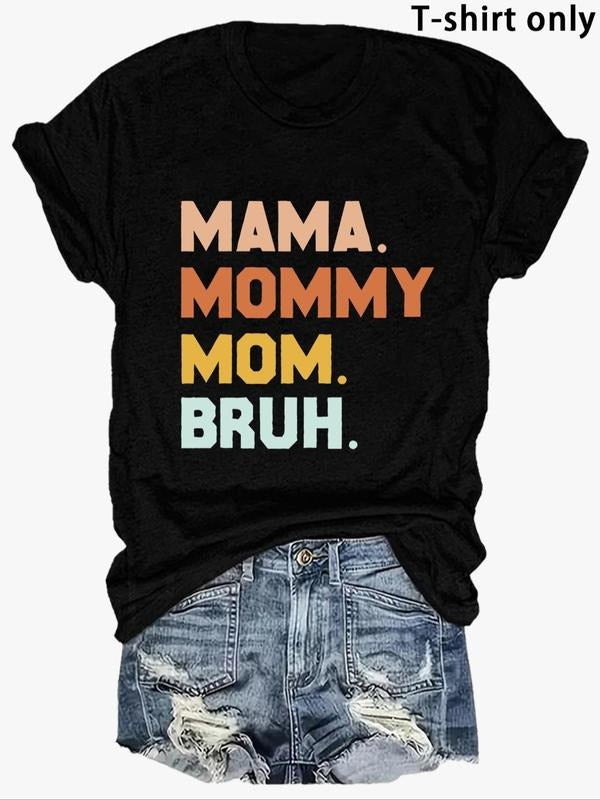 Women'WB shield Letter Print Round Neck Tee, Fashion Casual Crew Neck T-Shirt for Daily Holiday Vacation Outdoor Wear,...