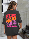 Women'WB shield Letter Print Round Neck Tee, Fashion Casual Crew Neck T-Shirt for Daily Holiday Vacation Outdoor Wear,...