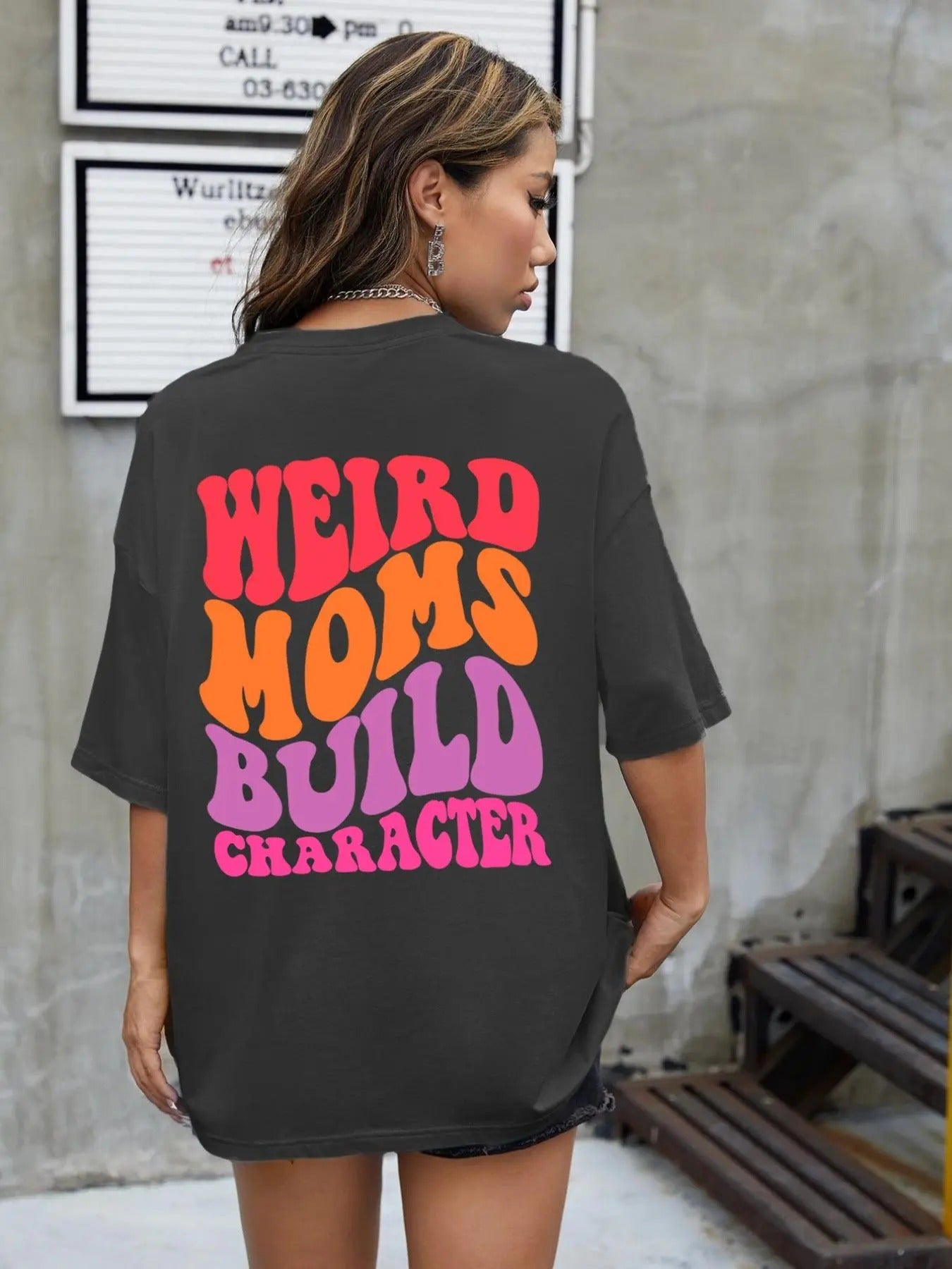 Women'WB shield Letter Print Round Neck Tee, Fashion Casual Crew Neck T-Shirt for Daily Holiday Vacation Outdoor Wear,...