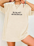 Women'WB shield Letter Print Round Neck Tee, Fashion Casual Crew Neck T-Shirt for Daily Holiday Vacation Outdoor Wear,...