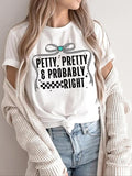 Women'WB shield Letter Print Round Neck Tee, Fashion Casual Crew Neck T-Shirt for Daily Holiday Vacation Outdoor Wear,...