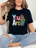 Women'WB shield Letter Print Round Neck Tee, Fashion Casual Crew Neck T-Shirt for Daily Holiday Vacation Outdoor Wear,...