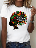 Women'WB shield Letter Print Round Neck Tee, Fashion Casual Crew Neck T-Shirt for Daily Holiday Vacation Outdoor Wear,...