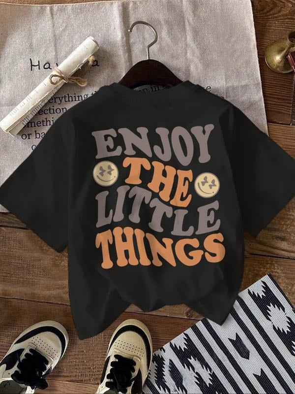 Women'WB shield Letter Print Round Neck Tee, Fashion Casual Crew Neck T-shirt for Daily Holiday Vacation Outdoor Wear,...