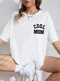 Women'WB shield Letter Print Round Neck Tee, Fashion Casual Crew Neck T-shirt for Daily Holiday Vacation Outdoor Wear,...