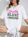 Women'WB shield Letter Print Round Neck Tee, Fashion Casual Crew Neck T-shirt for Daily Holiday Vacation Outdoor Wear,...