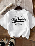 Women'WB shield Letter Print Round Neck Tee, Fashion Casual Drop Shoulder Short Sleeve T-shirt, Ladies Summer TNF for...