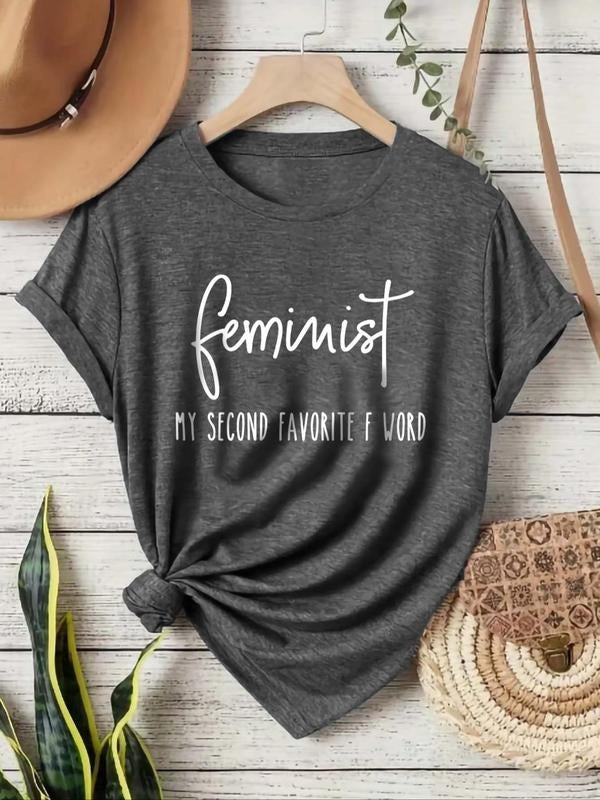 Women'WB shield Letter Print Round Neck Tee, Fashion Casual Short Sleeve T-shirt, Ladies Summer TNF for Daily Wear style...