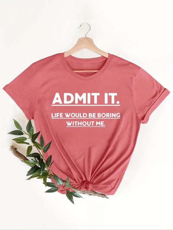 Women'WB shield Letter Print Round Neck Tee, Fashion Casual Short Sleeve T-shirt, Ladies Summer TNF for Daily Wear style...