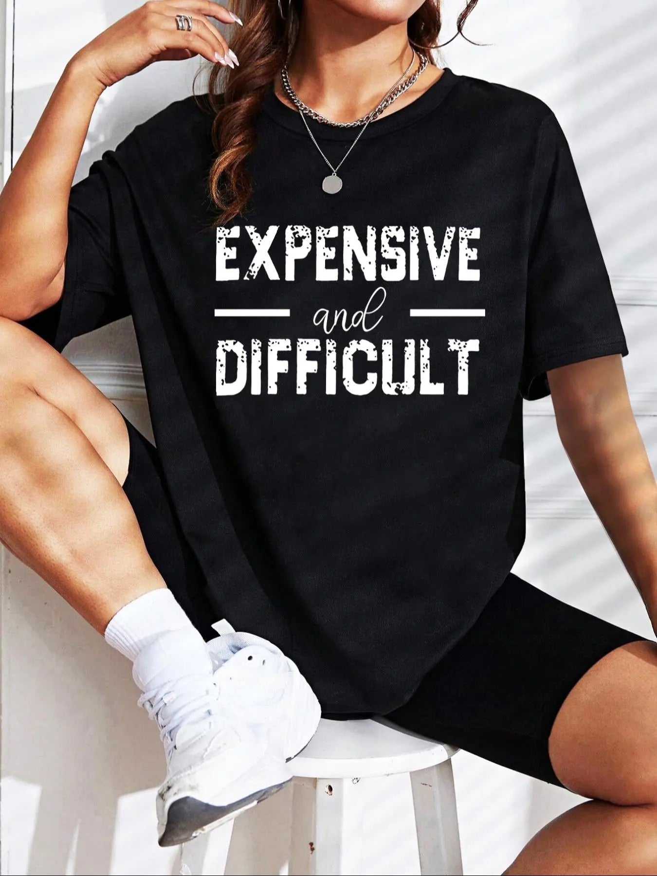 Women'WB shield Letter Print Round Neck Tee, Fashion Casual Short Sleeve T-shirt, Ladies Summer TNF for Daily Wear style...