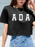 Women'WB shield Letter Print Round Neck Tee, Street Fashion Casual Short Sleeve T-shirt for Daily Holiday Vacation...