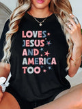 Women'WB shield Letter Print Round Neck Tee, Trendy Casual Short Sleeve T-Shirt for Daily Wear, Ladies Summer Outfit...