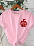 Women'WB shield Letter Print Round Neck Tee, Trendy Casual Short Sleeve T-shirt for Daily Wear, Ladies Spiky hair...