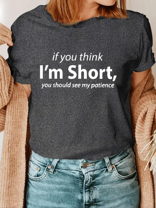 Women'WB shield Letter Print Round Neck Tee, Trendy Casual Short Sleeve T-shirt for Daily Wear, Ladies Summer Outfit...