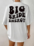 Women'WB shield Letter Print Round Neck Tee, Vintage Trendy Casual Drop Shoulder Half Sleeve T-shirt for Daily Wear,...