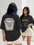Women'WB shield Letter Print Round Neck Tee, Vintage Trendy Casual Short Sleeve T-shirt for Daily Wear, Ladies Summer...