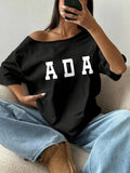 Women'WB shield Letter Print Scoop Neck Crop Tee, Casual Trendy Slim-fitting Short Sleeve T-shirt for Daily Wear, Ladies...