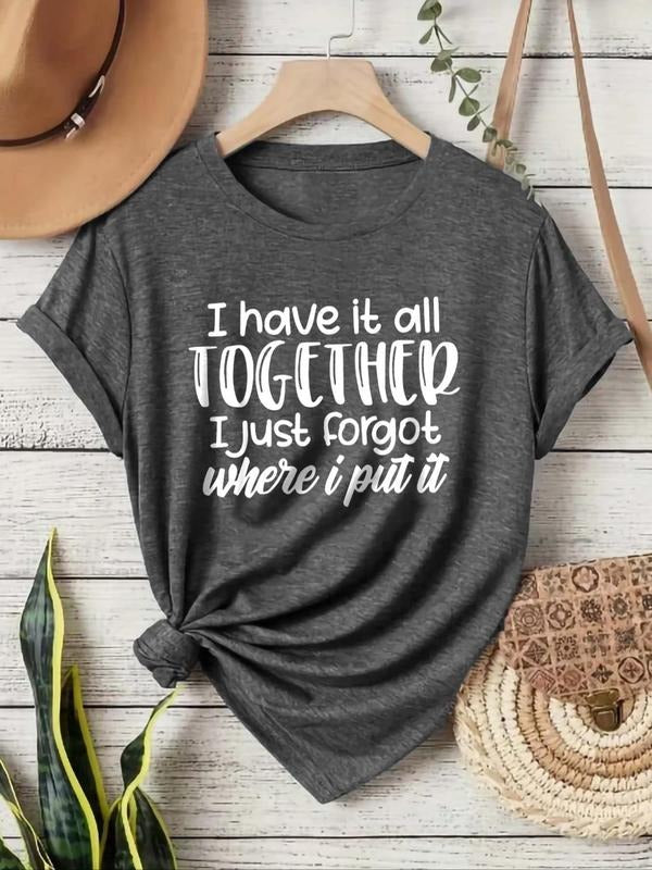 Women'WB shield Letter Print Short Sleeve Tee, Casual Round Neck T-Shirt, Ladies Summer Outfit Hoodie, Sweatshirt
