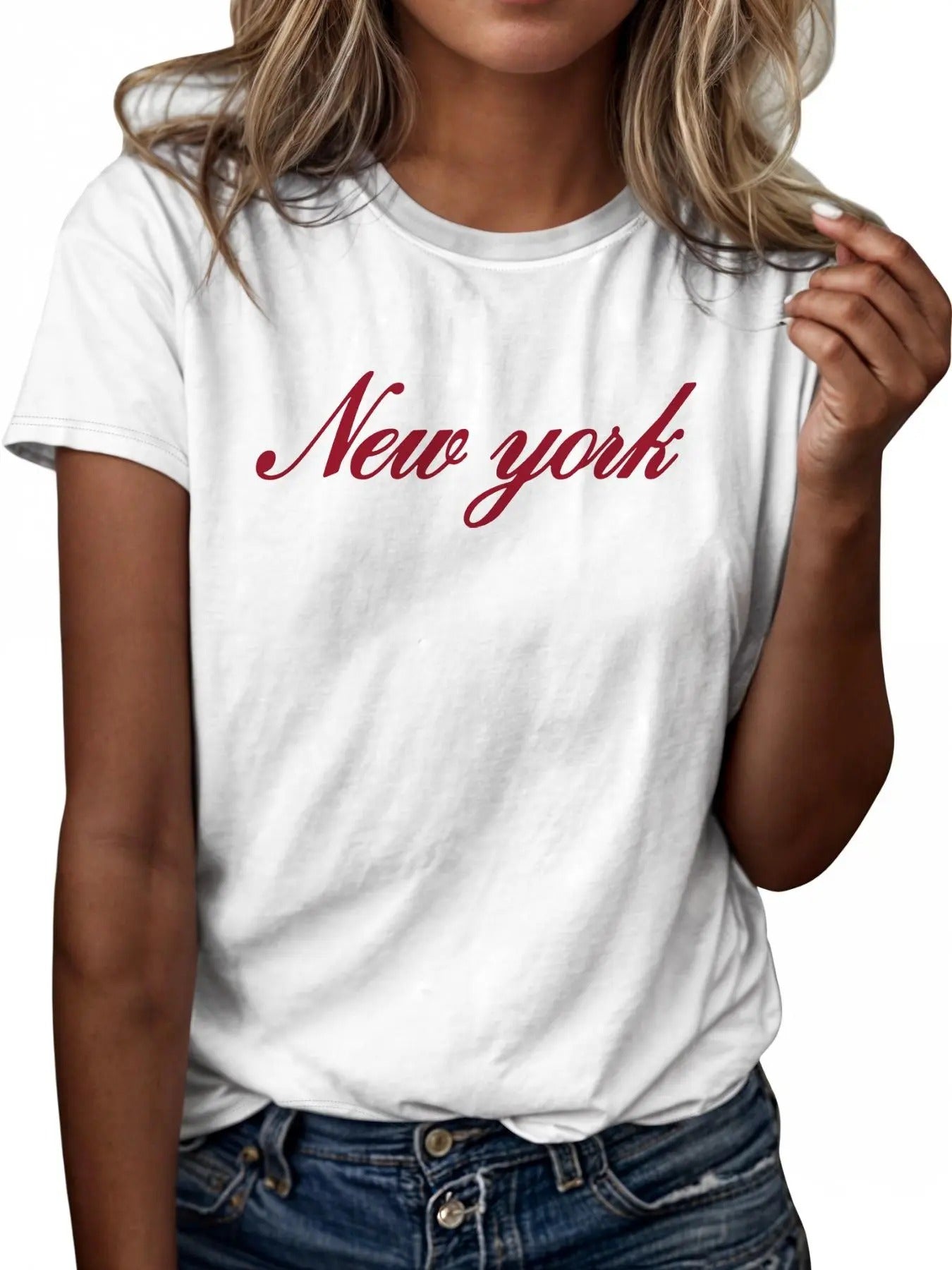 Women'WB shield Letter Print Short Sleeve Tee, Casual Round Neck T-shirt, Ladies Spiky hair fighters Seasons Outfit for...