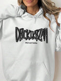 Women'WB shield Letter Print Slogan Hoodie, Fashion Casual Hooded Sweatshirt for Daily Holiday Outdoor Wear, Women...