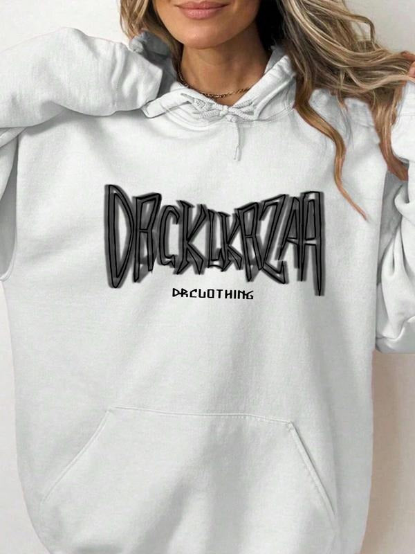 Women'WB shield Letter Print Slogan Hoodie, Fashion Casual Hooded Sweatshirt for Daily Holiday Outdoor Wear, Women...