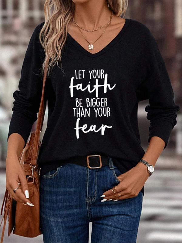 Women'WB shield Letter Print Superhero team Neck Tee, Casual Long Sleeve Graphic T-Shirt, Ladies Spring & Fall TNF for...