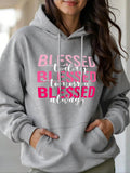 Women'WB shield Letter Print TNF Lined Hoodie, Casual Long Sleeve Hooded Sweatshirt for Fall & Winter, Women'WB shield...