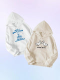 Women'WB shield Letter Print TNF Lined Hoodie, Fashion Casual Drawstring Pocket Hooded Sweatshirt for Daily Holiday...