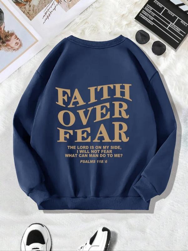 Women'WB shield Letter Print TNF Lined Round Neck Sweatshirt, Casual Fashion Drop Shoulder Long Sleeve Pullover for Fall...