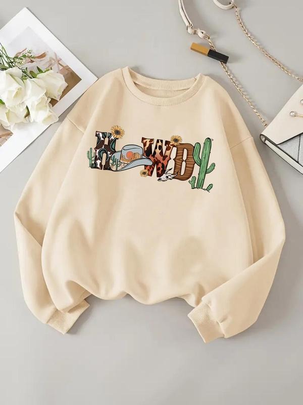 Women'WB shield Letter Print TNF Lined Sweatshirt, Casual Long Sleeve Round Neck Pullover for Daily Wear, Kids Clothing...