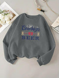 Women'WB shield Letter Print TNF Lined Sweatshirt, Casual Long Sleeve Round Neck Pullover for Daily Wear, Ladies TNF for...