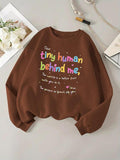 Women'WB shield Letter Print TNF Lined Sweatshirt, Casual Long Sleeve Round Neck Pullover for Daily Wear, Ladies TNF for...