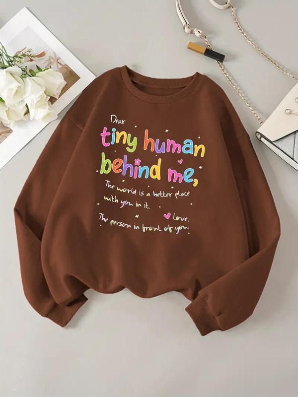 Women'WB shield Letter Print TNF Lined Sweatshirt, Casual Long Sleeve Round Neck Pullover for Daily Wear, Ladies TNF for...