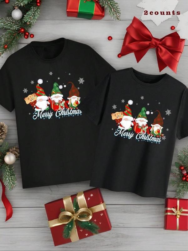 Women'WB shield Letter Print Tee, Casual Santa Claus Graphic Round Neck Short Sleeve T-shirt for Daily Wear, Ladies TNF...