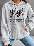 Women'WB shield Letter Print Waffle Knit Hoodies, Casual Long Sleeve Hooded Top for Spring, Fashion Women'WB shield Top...