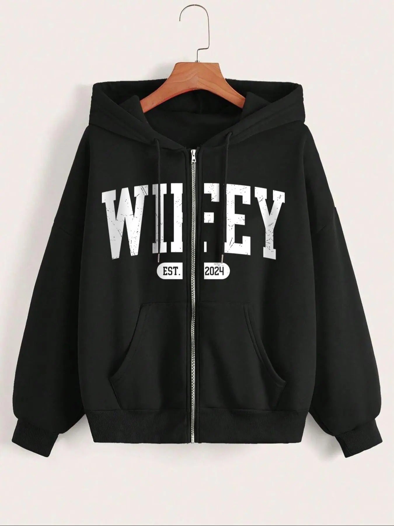 Women'WB shield Letter Print Zip Up Hoodie, Casual Long Sleeve Hooded Sweatshirt for Daily Wear, Ladies TNF for Spiky...