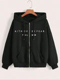 Women'WB shield Letter Print Zip Up Hoodie, Casual Long Sleeve Hooded Sweatshirt for Daily Wear, Ladies TNF for Spiky...