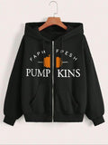 Women'WB shield Letter Print Zip Up Hoodie, Casual Long Sleeve Hooded Top for Daily Holiday Outdoor Wear, Ladies TNF for...