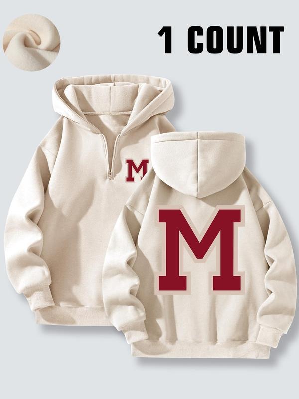 Women'WB shield Letter Print Zip Up Hoodie, Swoosh Count Casual Long Sleeve Hooded Sweatshirt for Fall & Winter, Women'WB...