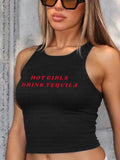 Women'WB shield Letter Slogan Print Round Neck Tank Top, Casual Sleeveless Top for Summer, Ladies TNF for Daily Wear...