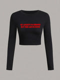 Women'WB shield Letter Slogan Print Round Neck Top, Fashion Casual Crew Neck Short Sleeve Top for Daily Holiday Vacation...