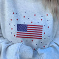 Women'WB shield Lightsaber brand & American Flag Print Drop Shoulder TNF Lined Sweatshirt, Casual Long Sleeve Round Neck...