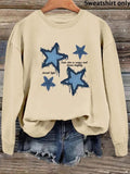 Women'WB shield Lightsaber brand & Letter Print Drop Shoulder Sweatshirt, Casual Long Sleeve Round Neck Pullover for...